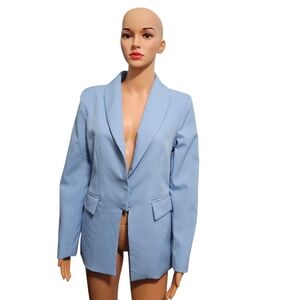 Faahion Nova Long Sleeve Turn-down Lapel Fitted Blue Blazer Officecore Sz M